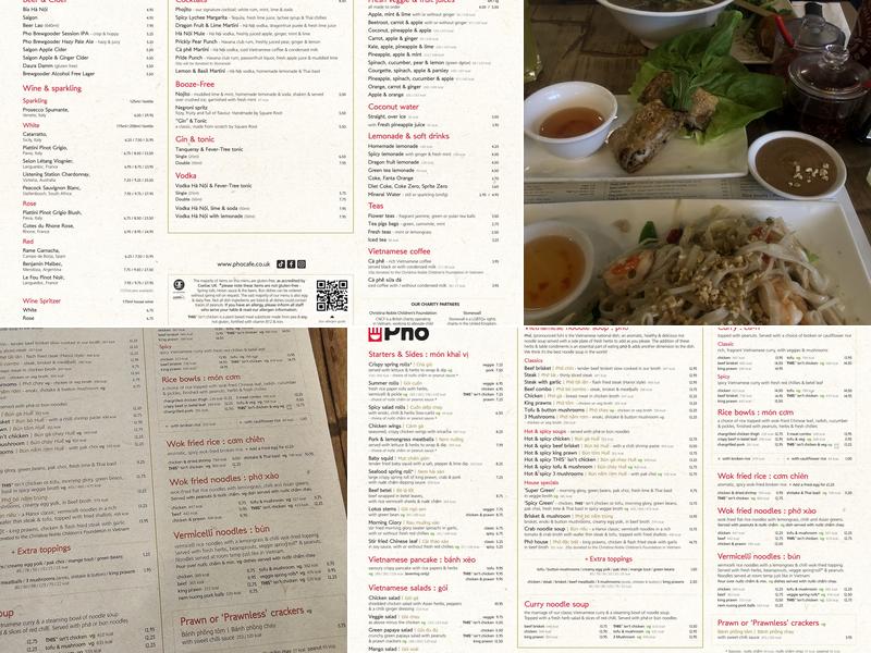 Pho Menu