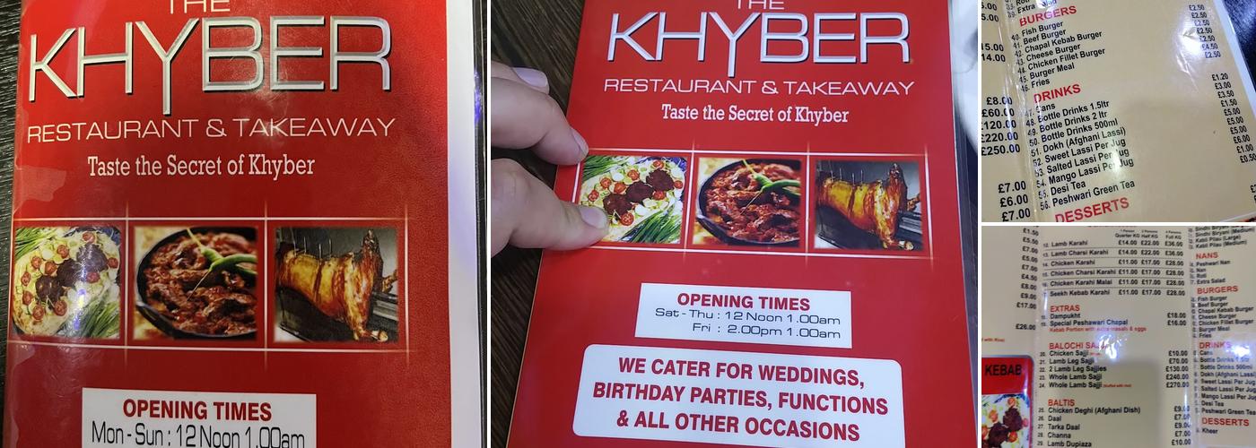 Taste of Khyber Restaurant Menu