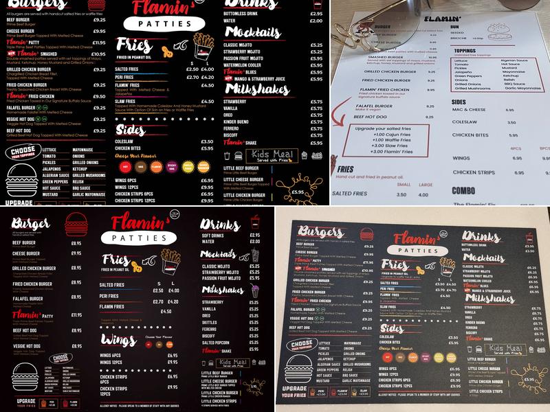 Flamin' Patties Menu
