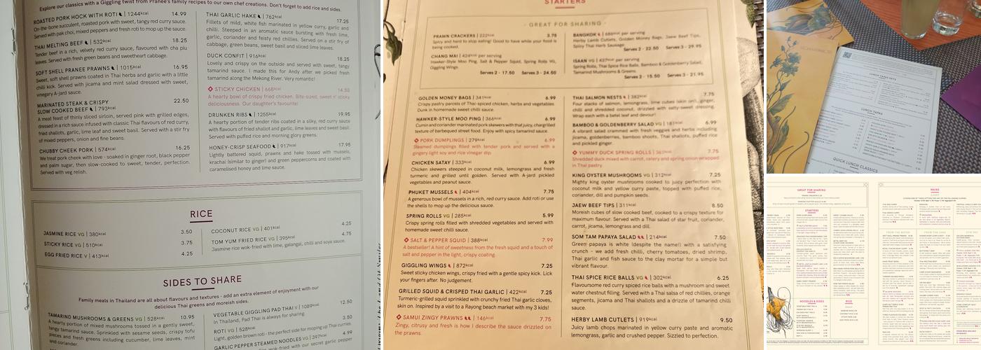 Giggling Squid - Harborne Menu