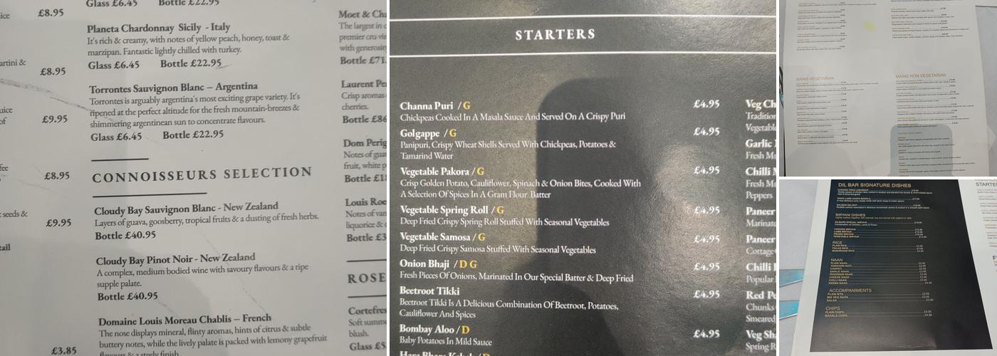 Dilbar Restaurant & Cocktail Bar Menu