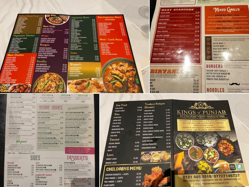 Kings of Punjab restaurant & banqueting Menu