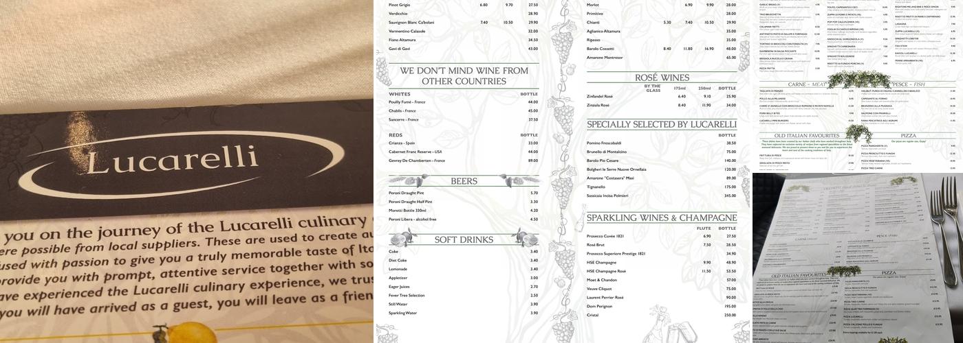 Lucarelli Restaurant Mailbox Menu