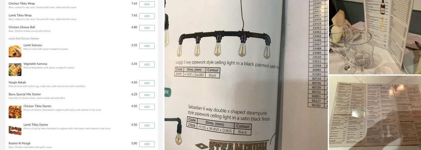 Banu Indian Restaurant Menu