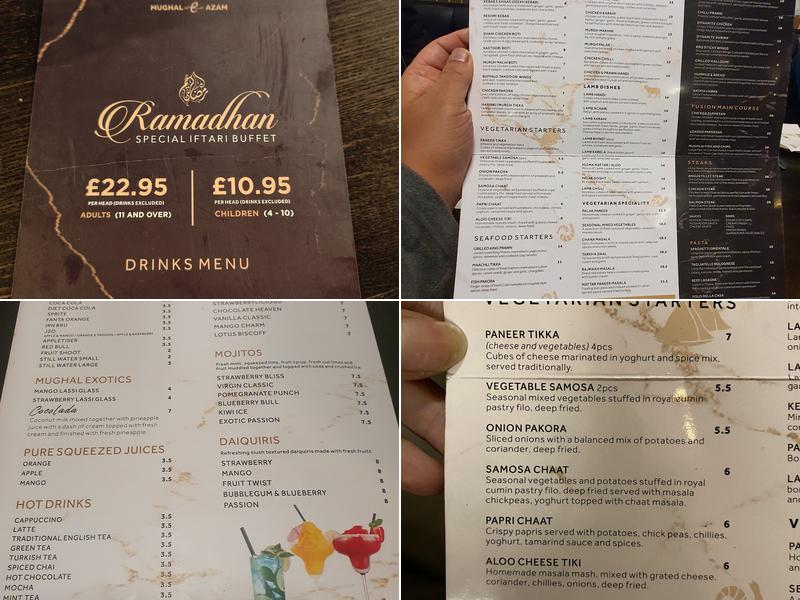 Mughal-e-Azam Restaurant & Banqueting Menu