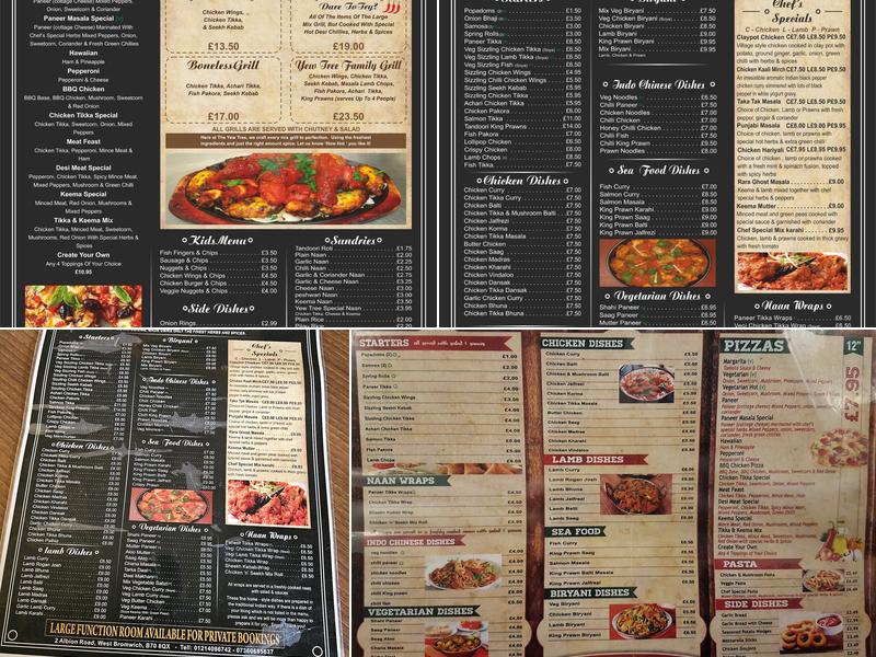 The Yew Tree - West Bromwich Menu