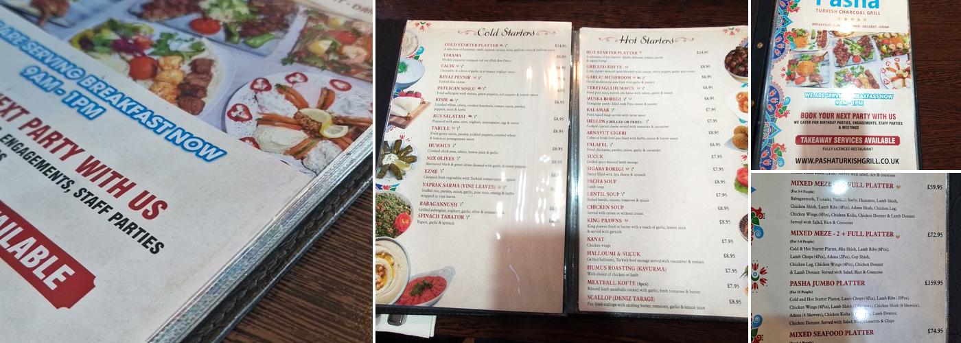 Pasha Turkish Restaurant Menu