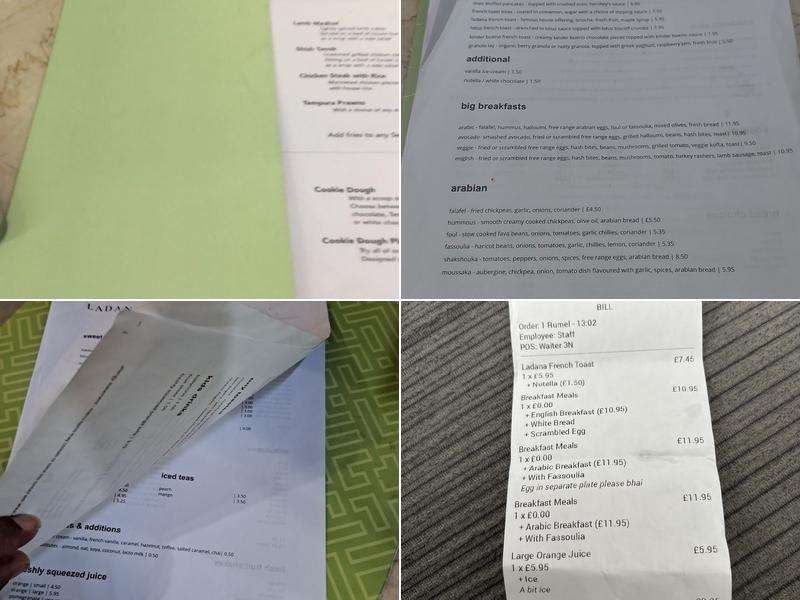 Ladana Café Menu
