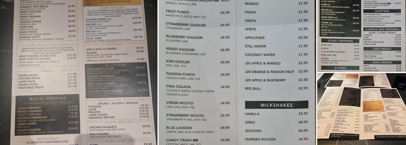 Grillz Steaks & Desserts Menu