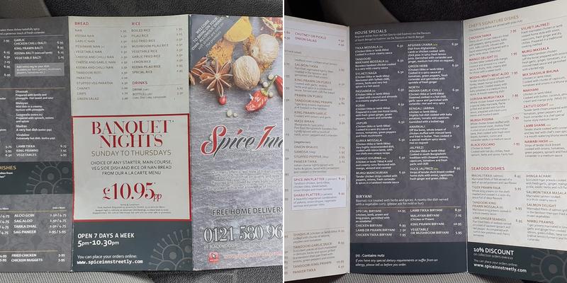 Spice Inn Menu
