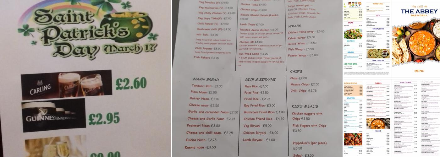 The Grill at The Abbey Menu