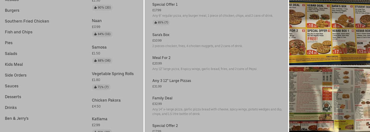 Sara's Kebab House Menu