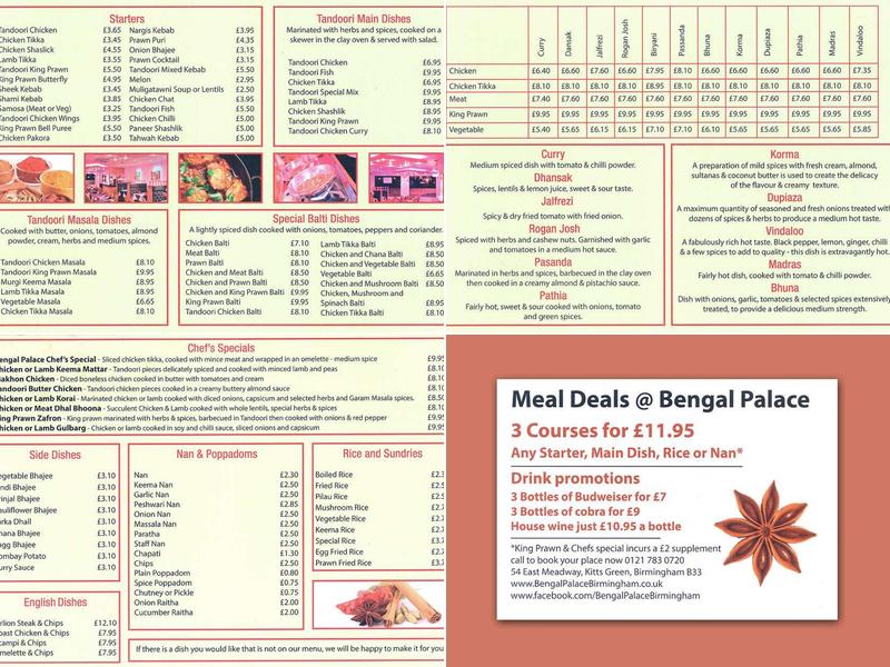Bengal Palace Menu