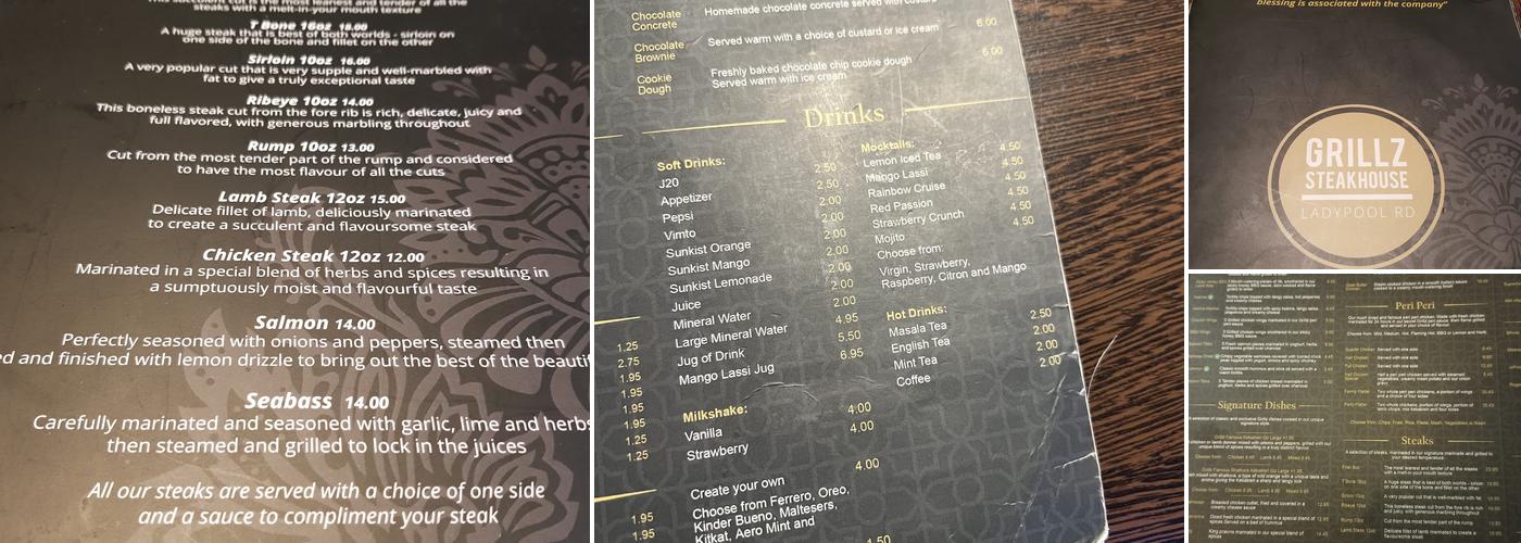 Grillz Steakhouse Menu