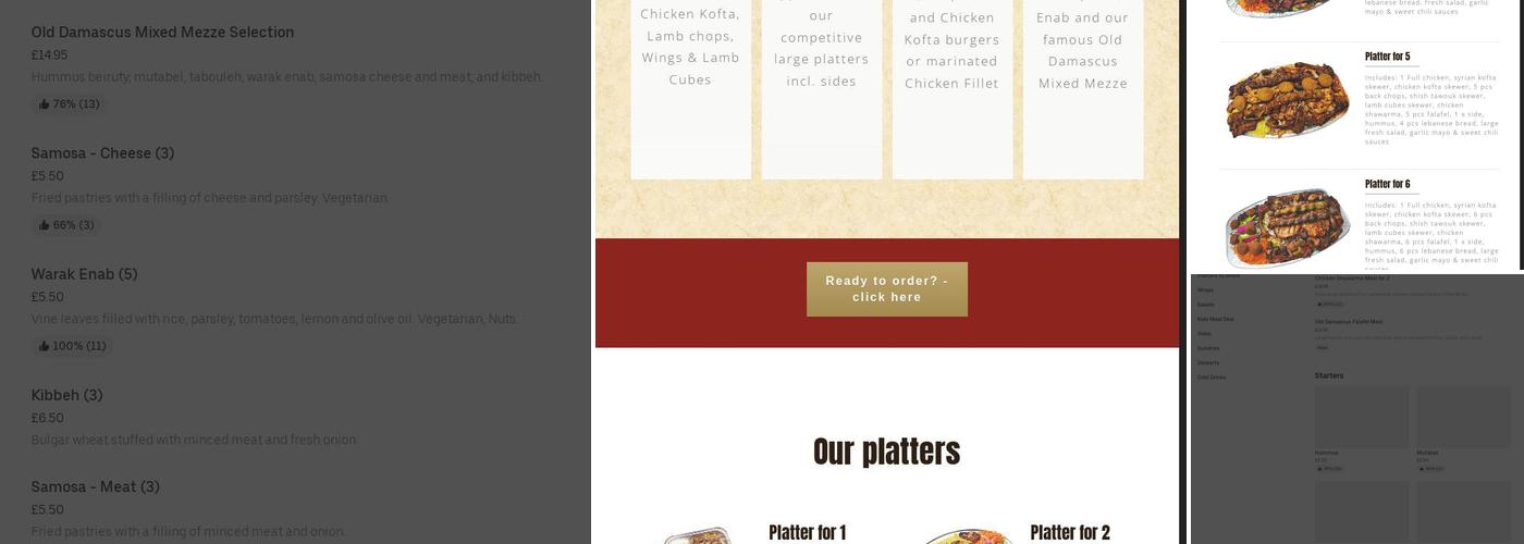 Old Damascus (Coventry Road) Menu