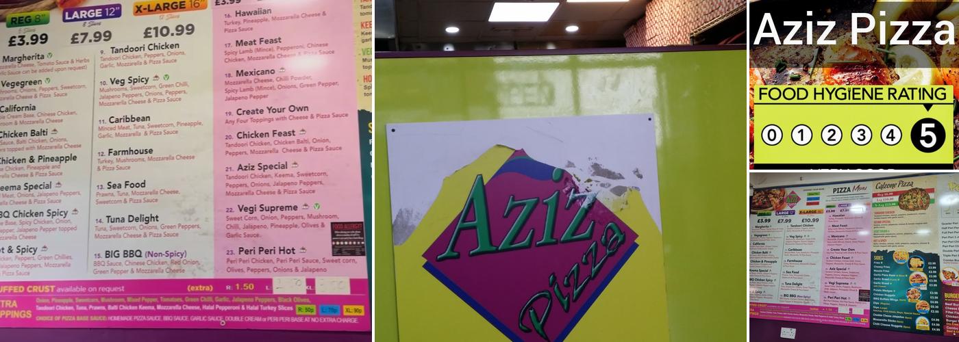 Aziz Pizza Menu