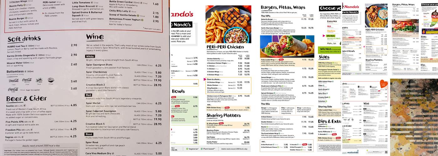 Nando's Birmingham - New Street Menu