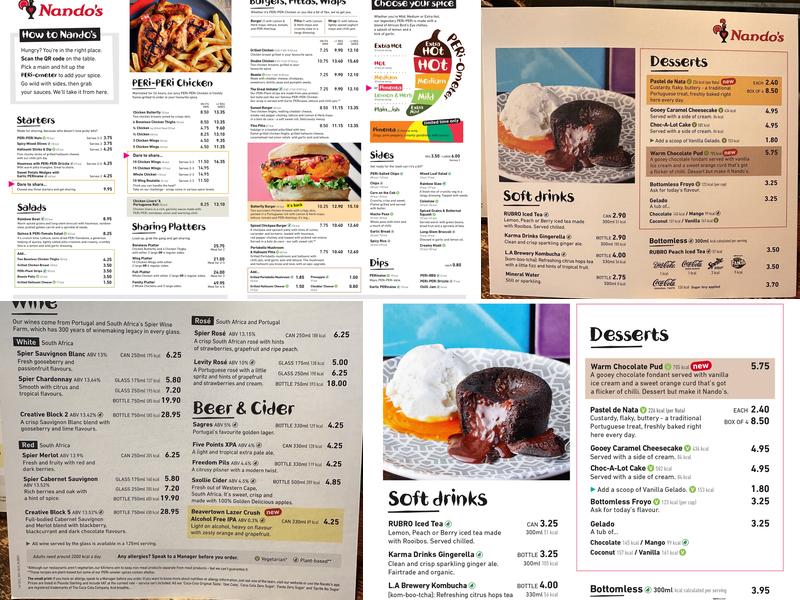 Nando's Selly Oak Menu