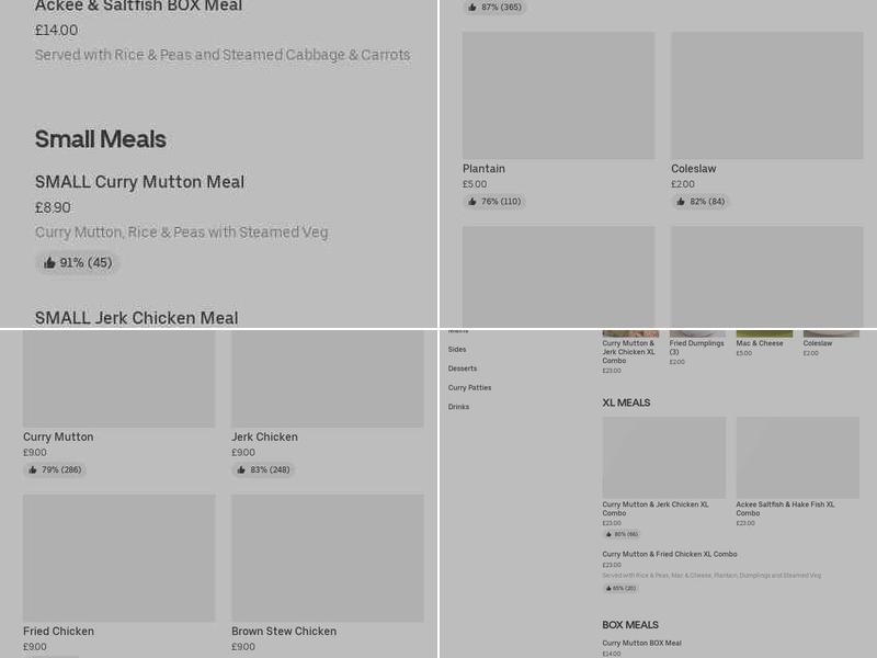 Aunt Sally's Caribbean Food Menu