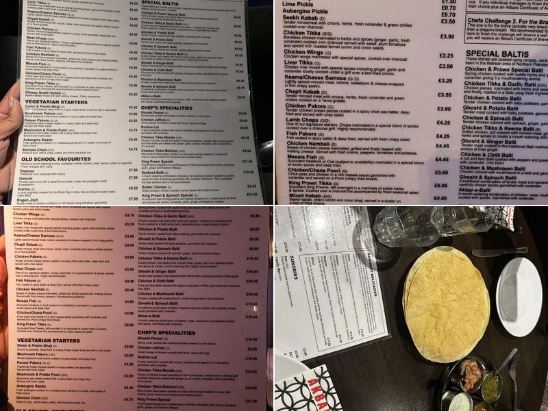 Akbar's Birmingham Menu