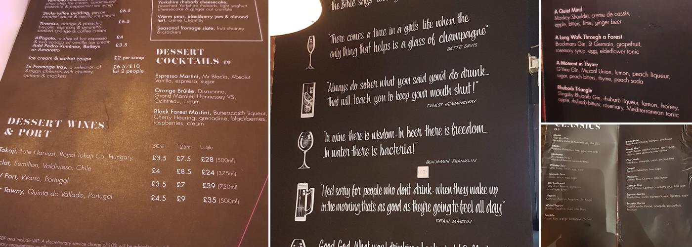 Chez Mal Brasserie & Bar Menu