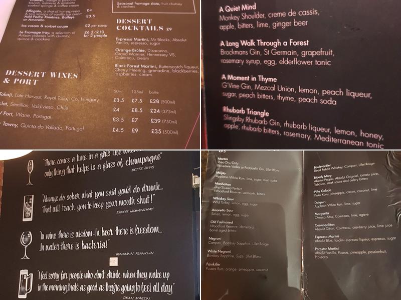 Chez Mal Brasserie & Bar Menu