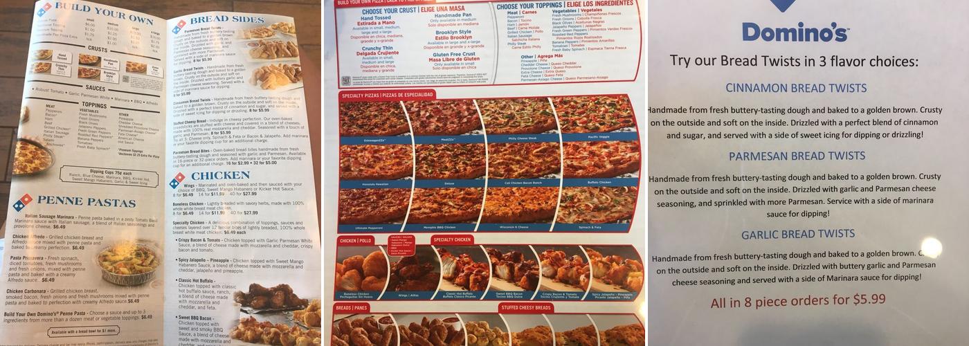 Domino's Pizza Menu
