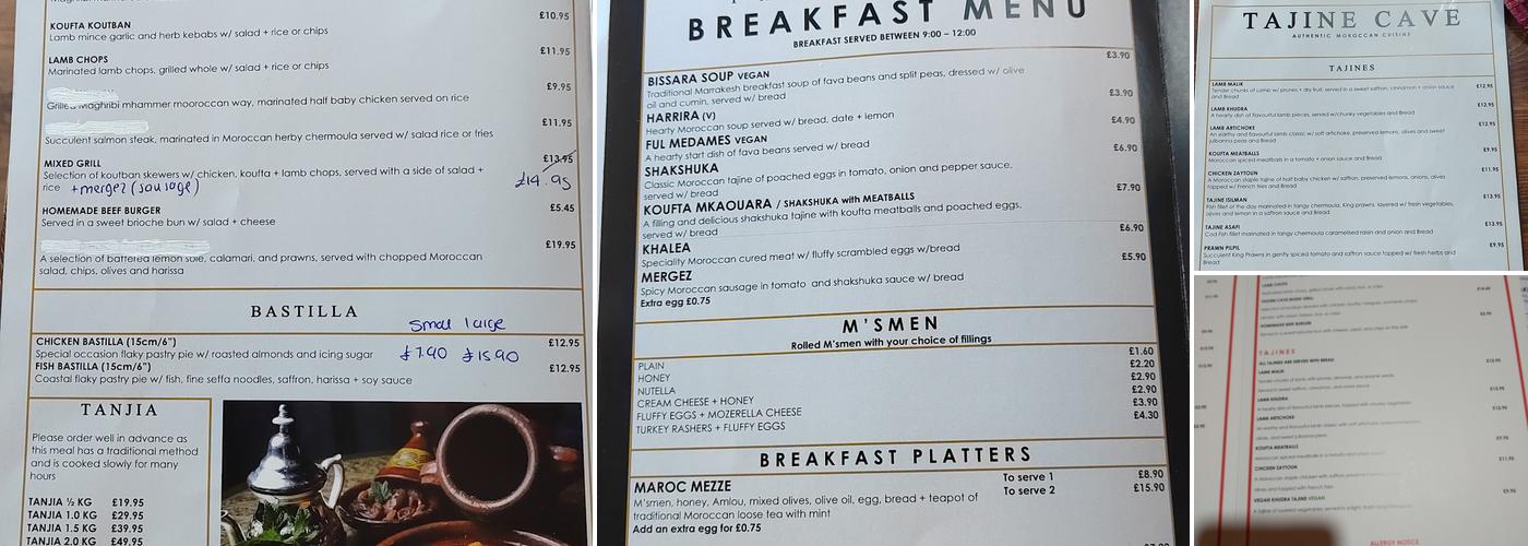 tajine cave Menu