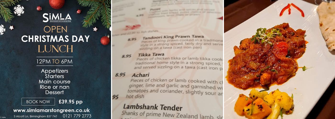 Simla restaurant and cocktail Bar Menu