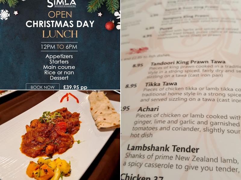 Simla restaurant and cocktail Bar Menu