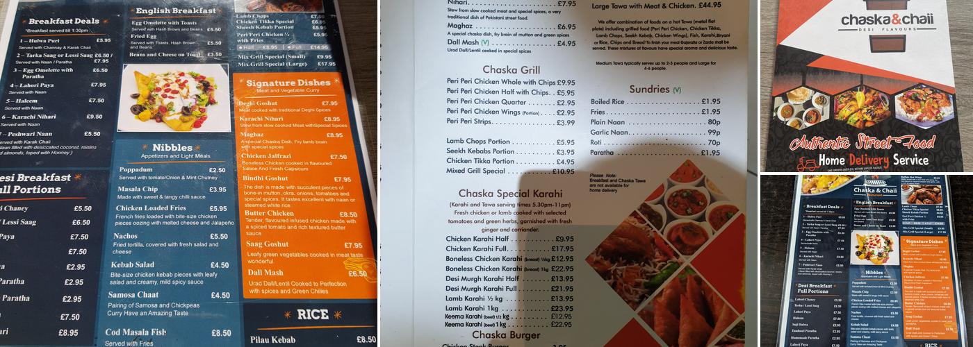 Chaska & Chaii Menu
