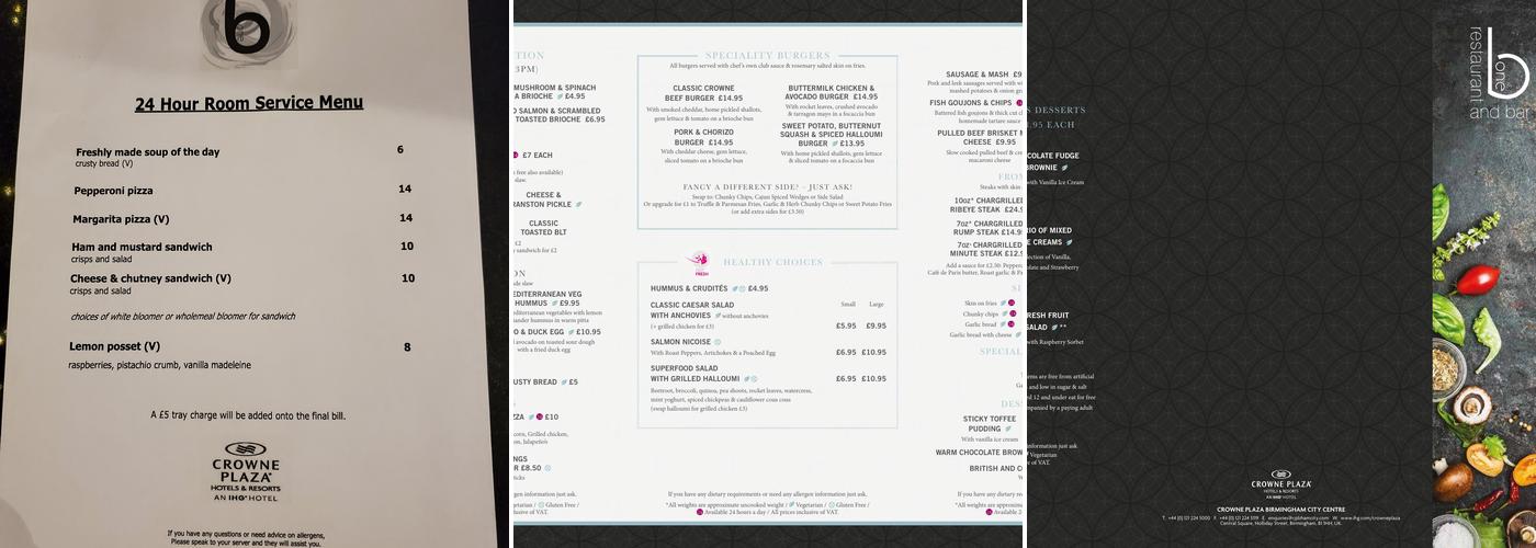 b1 Restaurant and Bar Menu