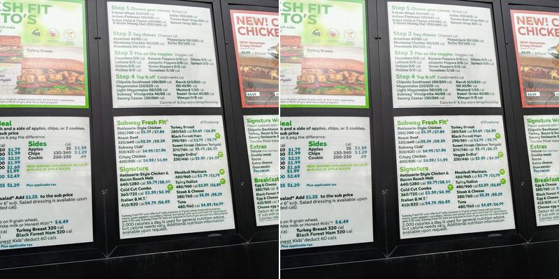 Subway Menu