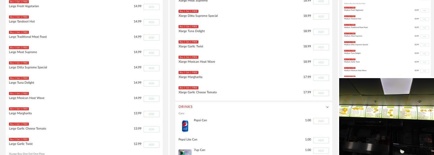 Ditta Fast Food Menu