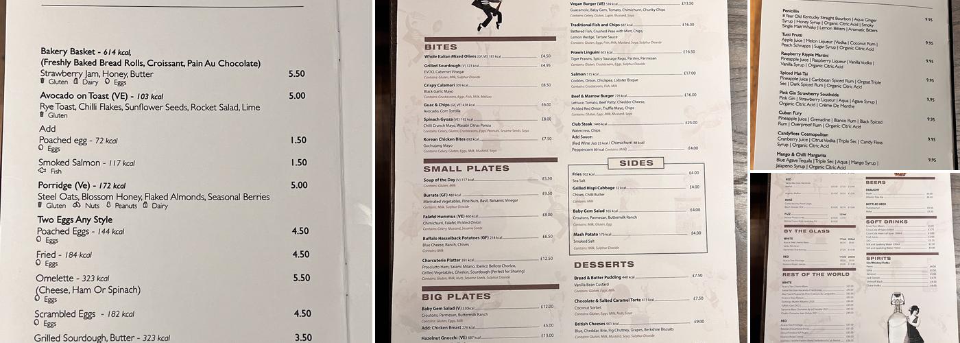 Collage Restaurant at Radisson Blu Menu