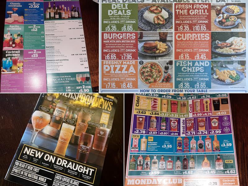 The Square Peg - JD Wetherspoon Menu