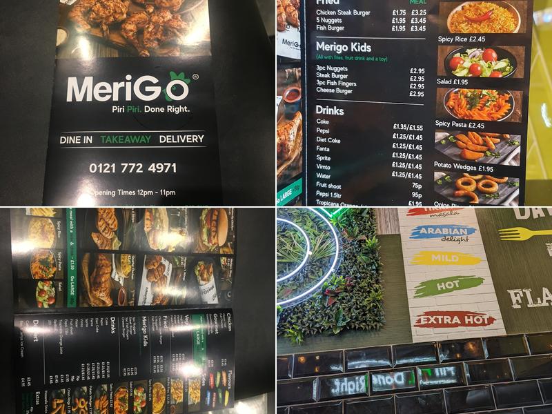 MeriGo Piri Piri Menu