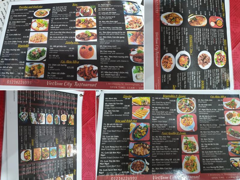 Vietnam City Restaurant Menu