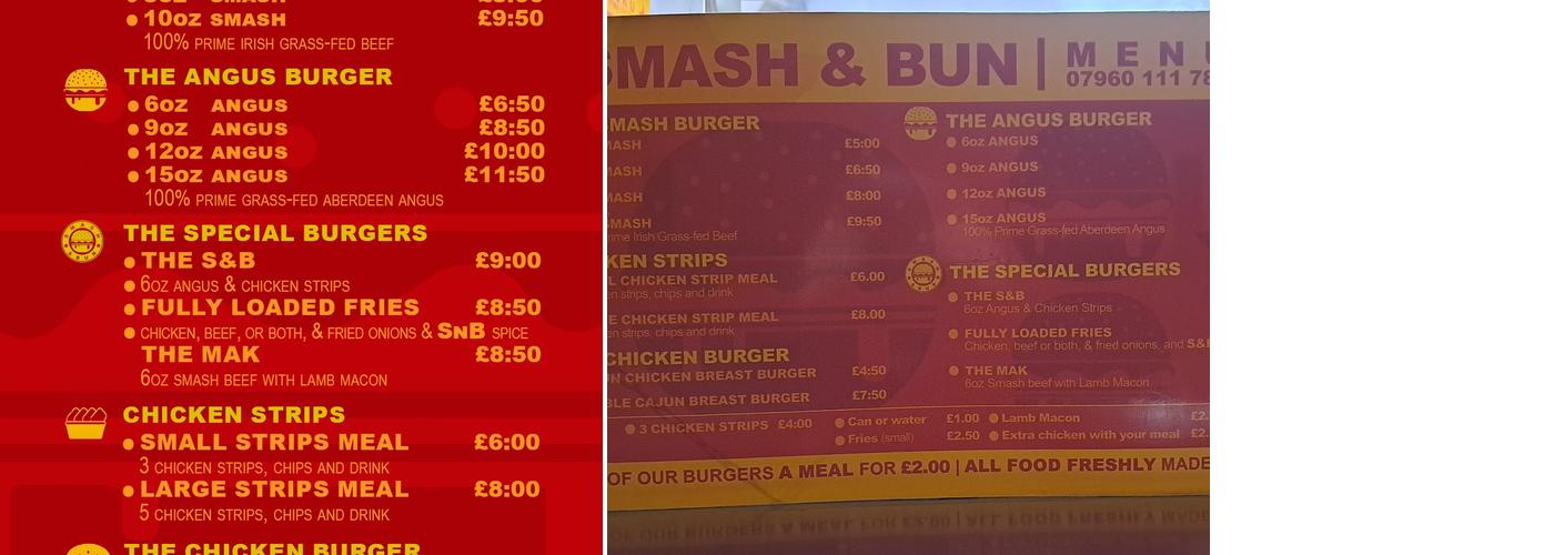 Smash & Bun Menu