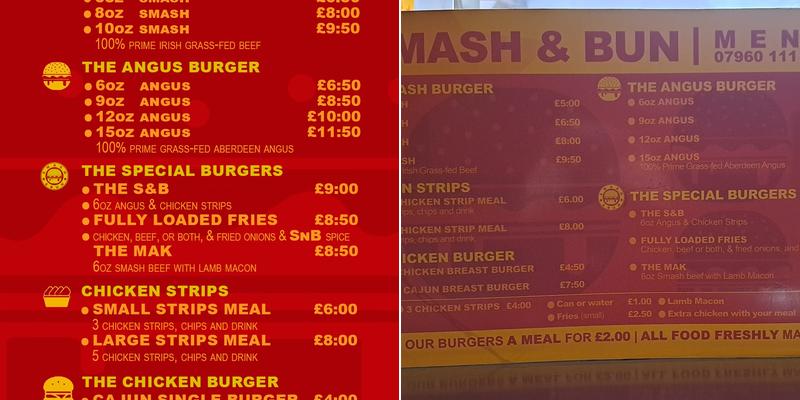 Smash & Bun Menu