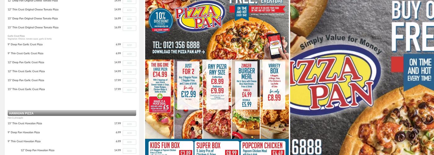 Pizza Pan Kingstanding Menu
