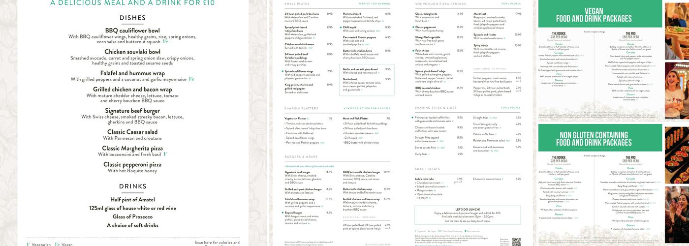 Flight Club Birmingham Menu