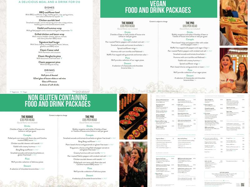 Flight Club Birmingham Menu