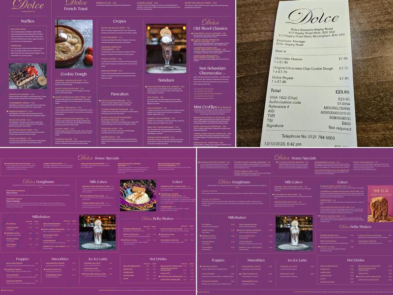 Dolce Desserts Hagley Road Menu