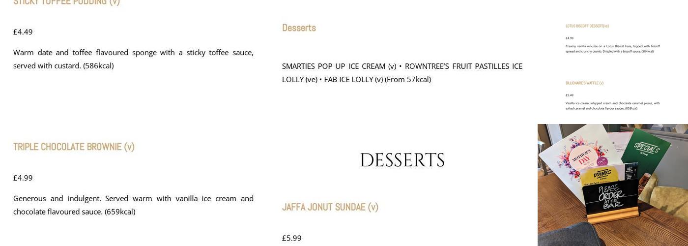 The Huntingtree Pub Menu