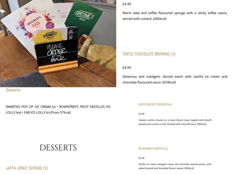 The Huntingtree Pub Menu