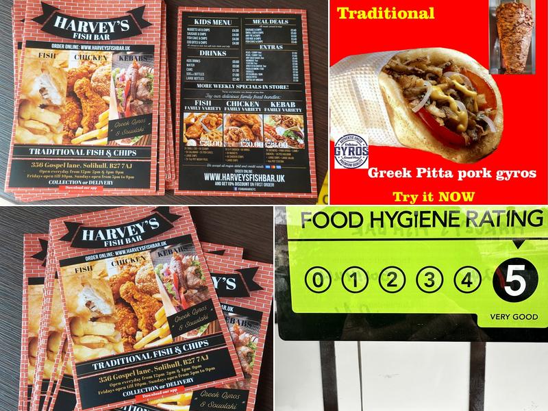 Harvey's Fish Bar Menu