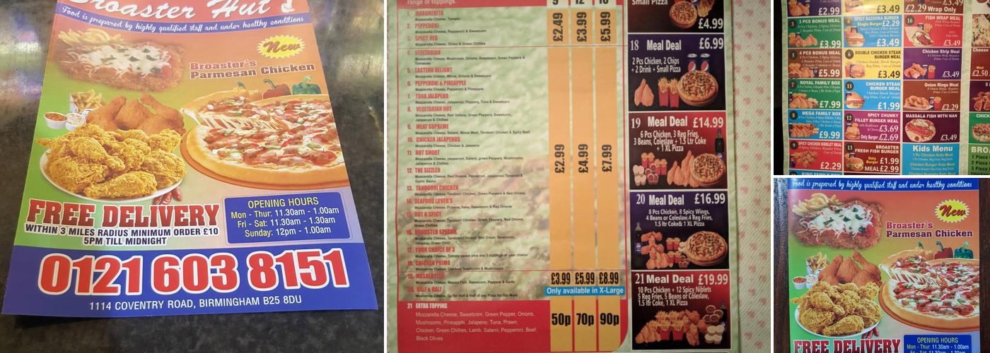 Broaster Hut Fried Chicken Menu