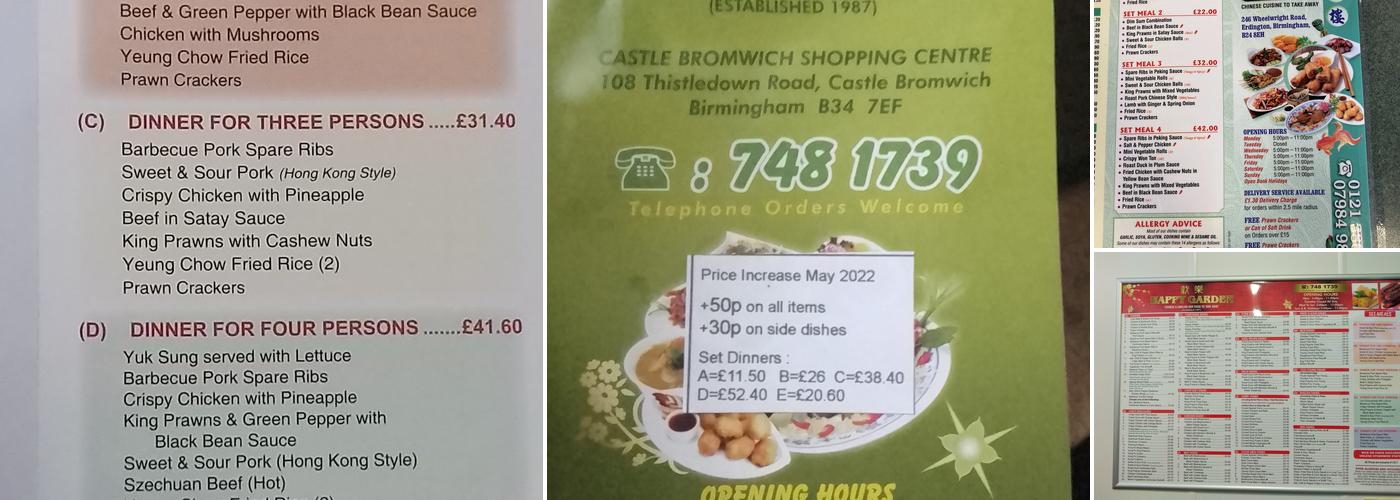 Happy Garden(Castle Bromwich) Menu