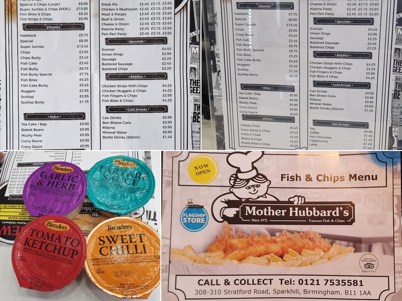 Mother Hubbard's Flagship Store Birmingham Menu